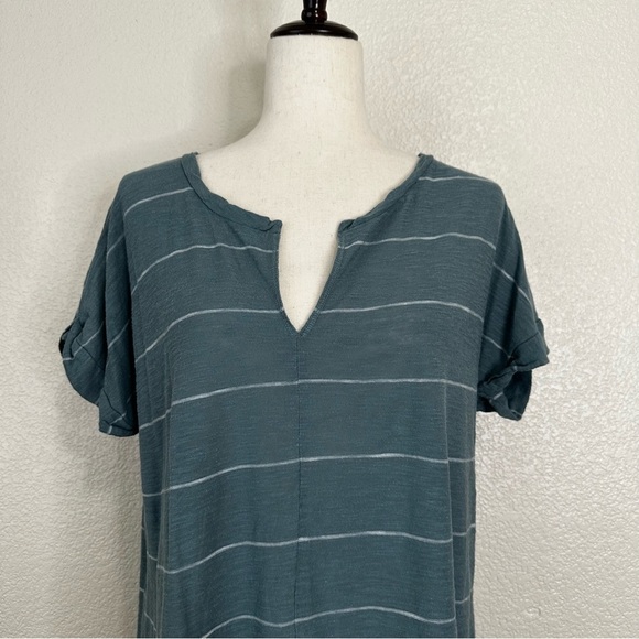 Madewell Blue White Striped Short Sleeves Tee, Sz Medium - Picture 2 of 10